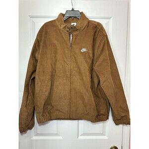 Size L Nike Club Harrington Corduroy Jacket Zip Brown Mens FZ0631-281 NEW